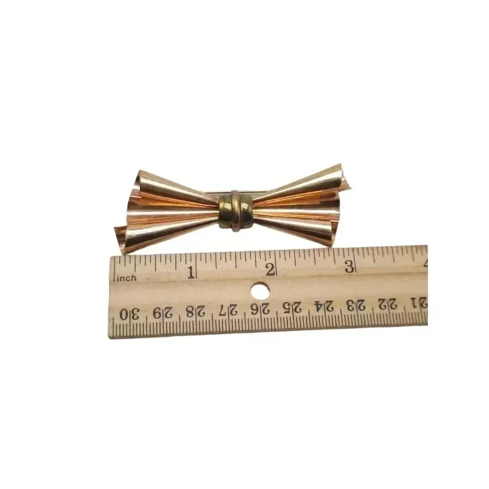 H.S.B. 1/20 12K Gold Filled Bow Brooch Pin Gold Tone Vintage 3 in